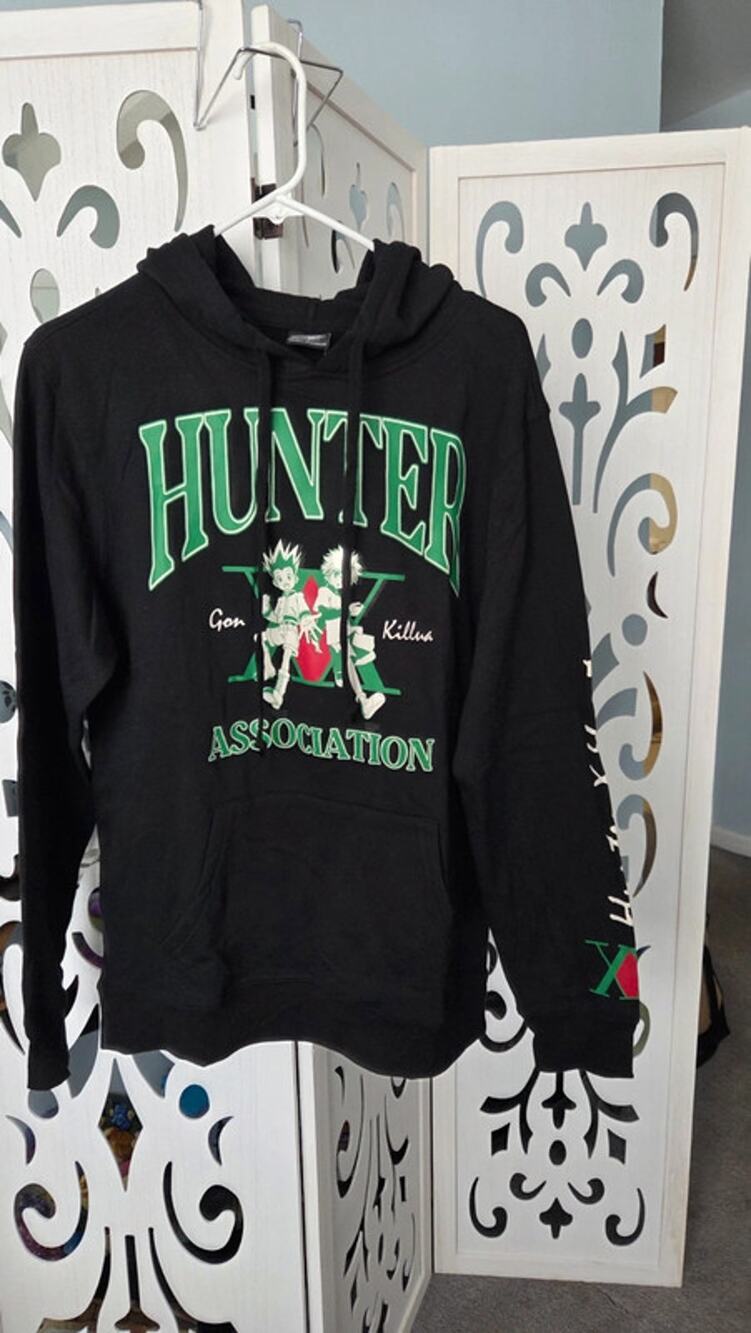Hunter X Hunter Hoodie Gon Killua Anime Graphic Pullover Black Size Medium